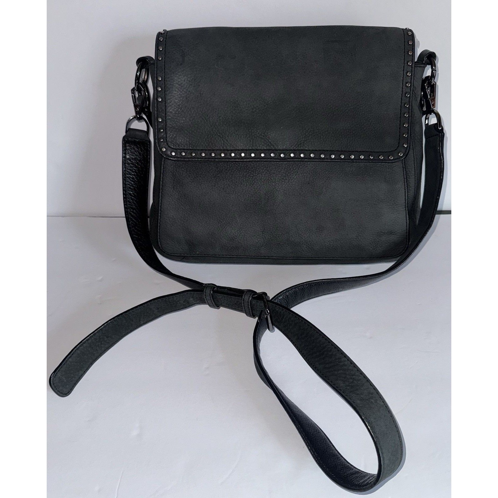 Rebecca Minkoff, Suede Studded Crossbody Bag - Black With Adjustable Strap